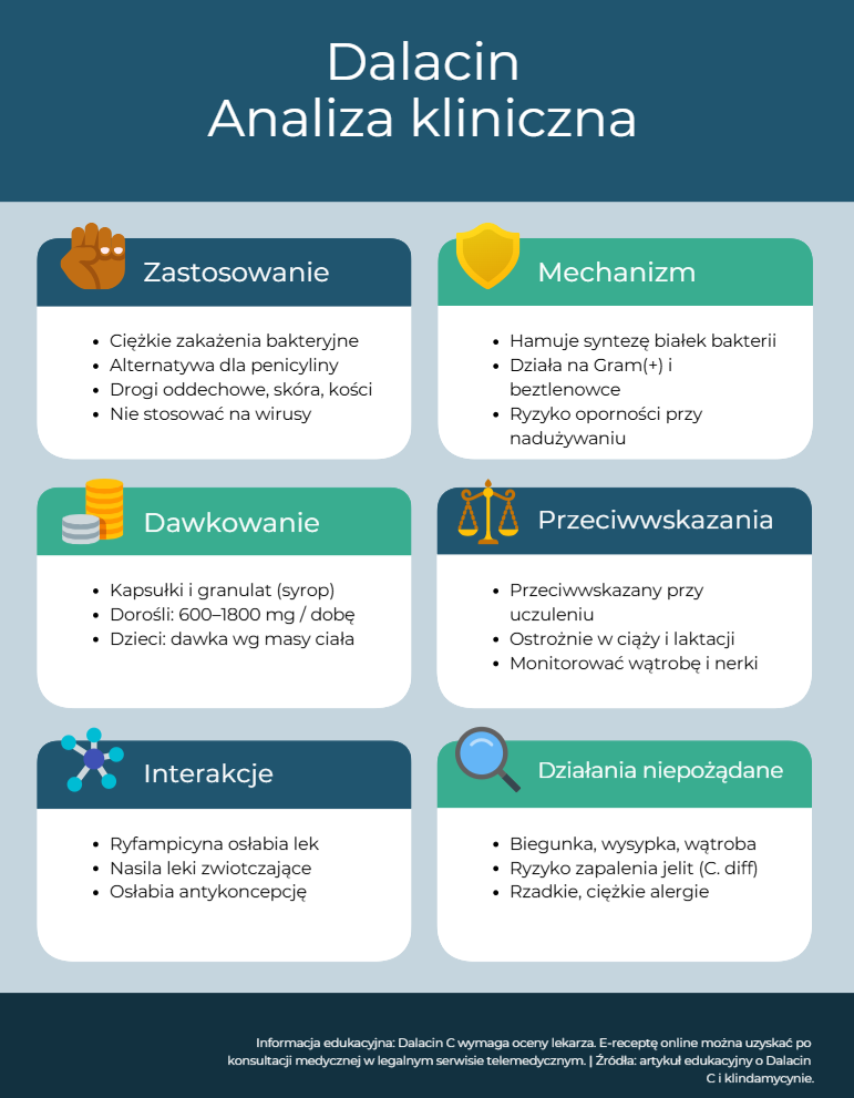 Dalacin analiza kliniczna, stosowanie i interakcje