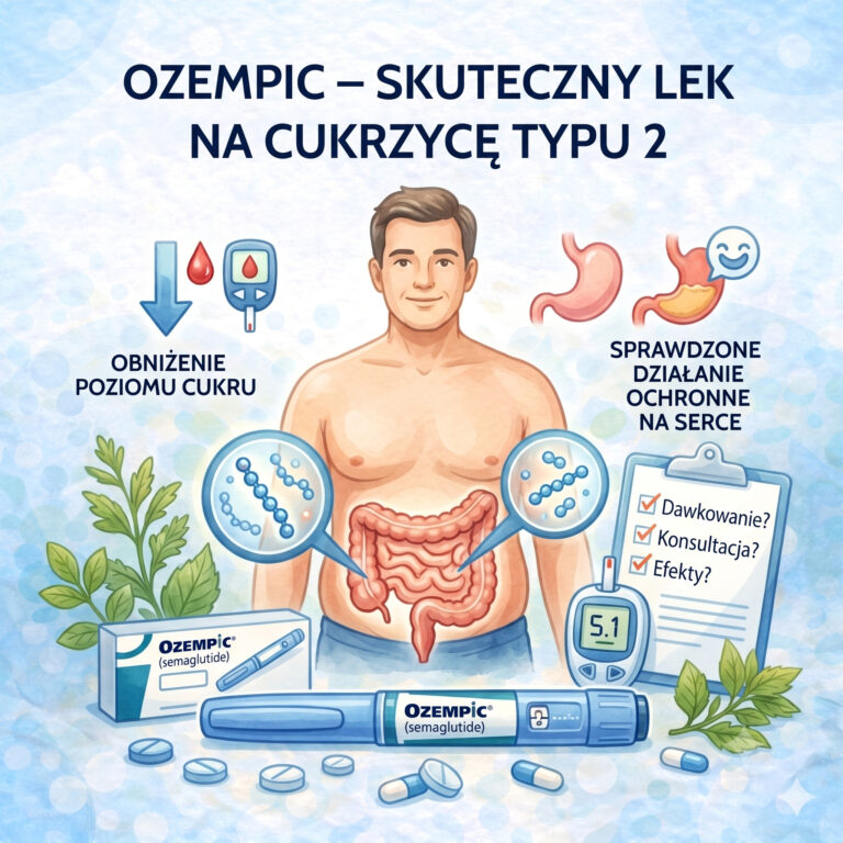 Ozempic (semaglutyd) — dawkowanie, działanie, skutki uboczne i cena w leczeniu cukrzycy typu 2